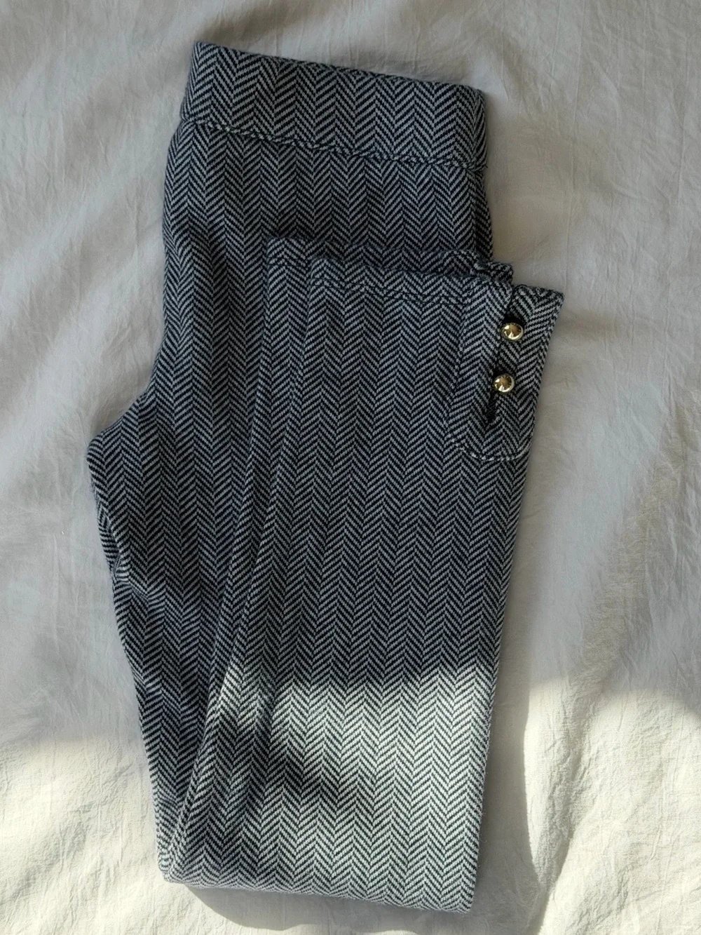 Janie and Jack Girls Herringbone Leggings Pants Gold Button Detail Dressy